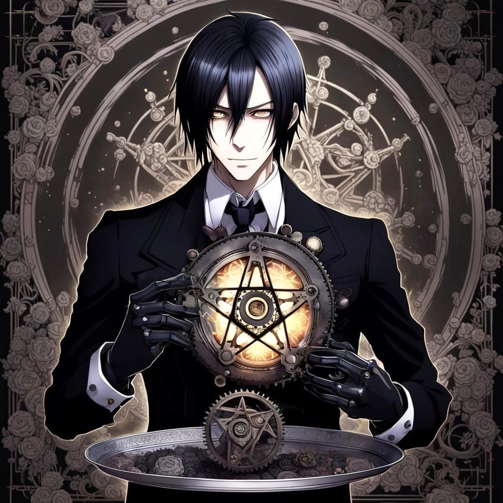 Handsome Robot Butler with Gears and Pentagram