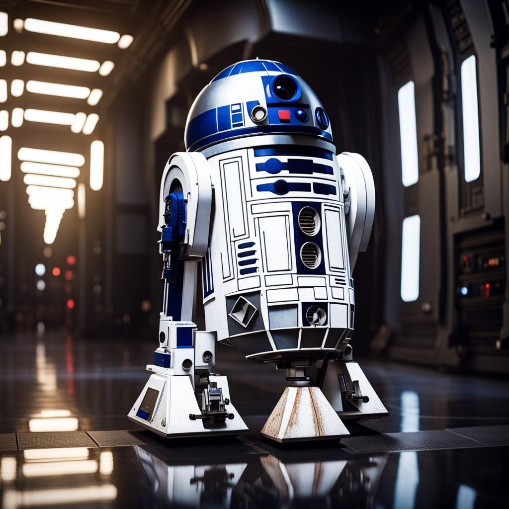 Realistic R2D2 Cinematic Still in 8k HDR