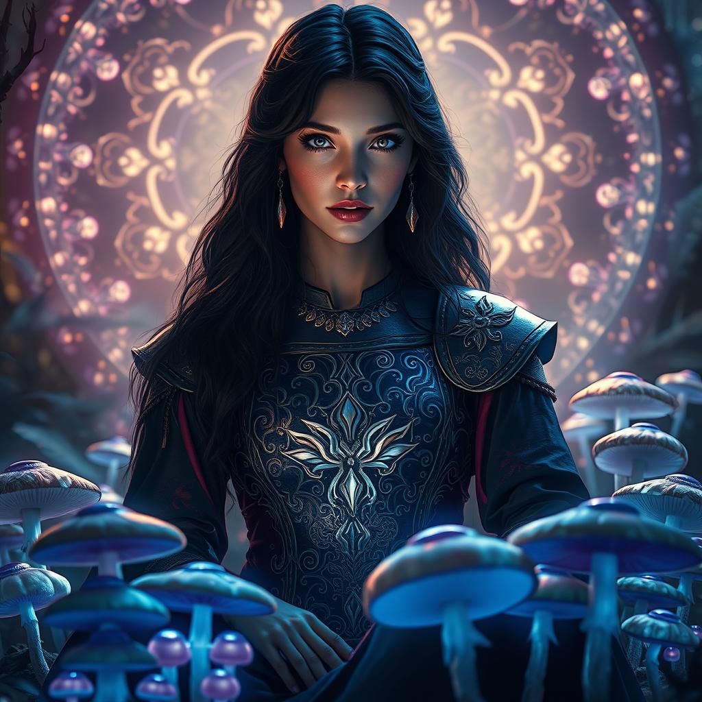 Regal Woman in Toadstool Circle, Trending on Artstation