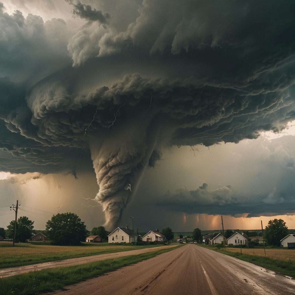 Tornado Devastation in Cinematic Film Still
