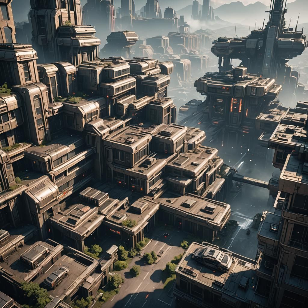 Sci-Fi Dystopian Cityscape in 3D Render