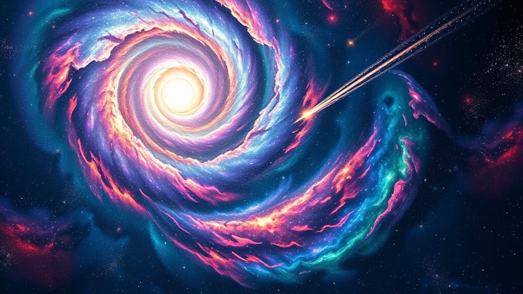 Cosmic Dreamscape in Vibrant Hues and Swirling Galaxies