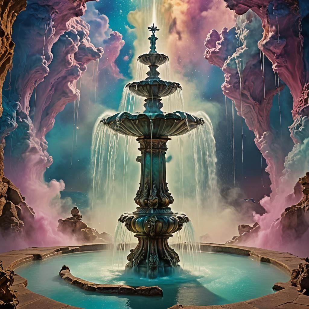 Cosmic Fountain Reveals Hidden Destinies: Surrealism