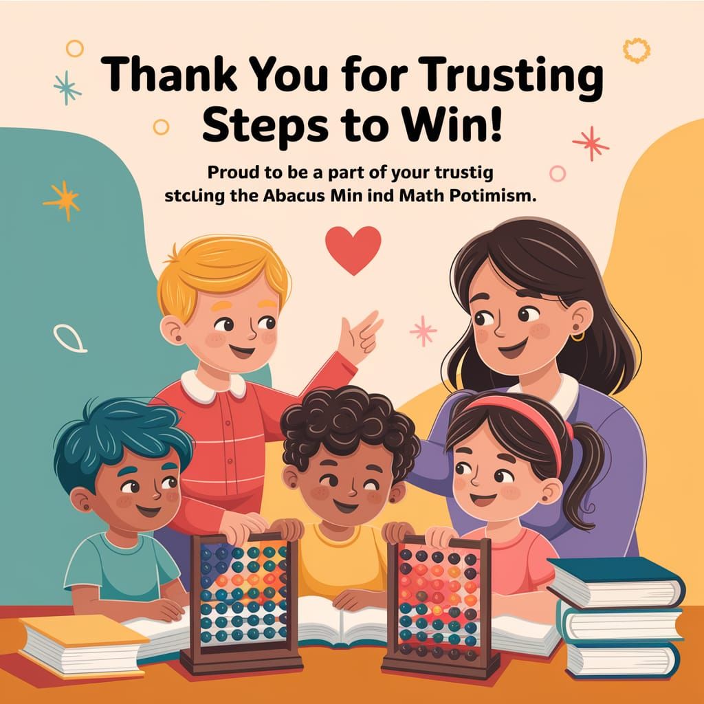 Cheerful Children Learning Abacus Mind Math Illustration