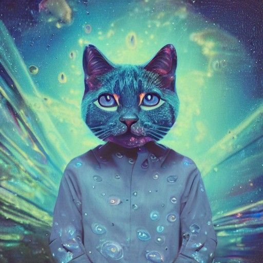 Blue Cat Posing on a Rainy Day: 8K Photo