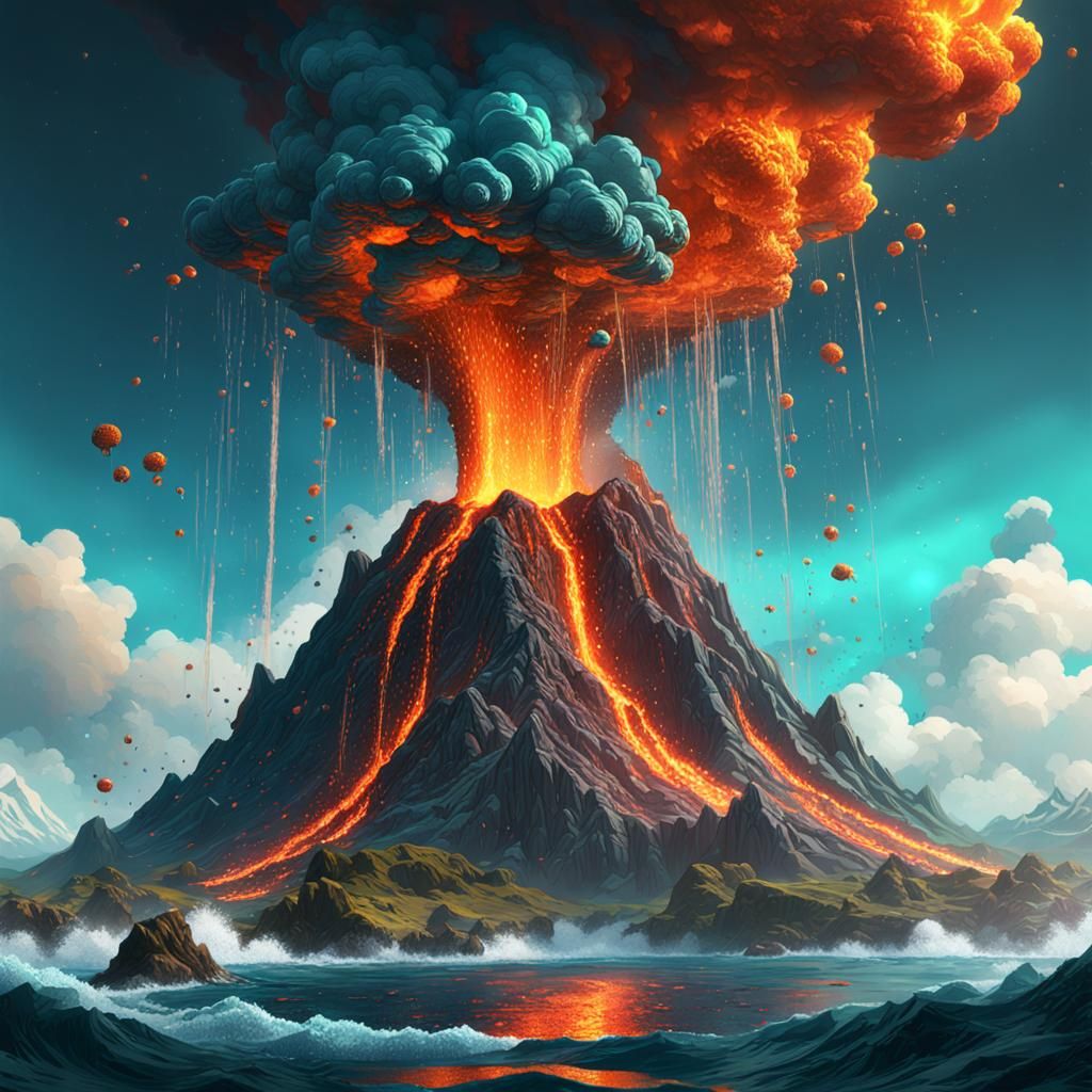 Underwater Volcano Concept Art in 8K Resolution