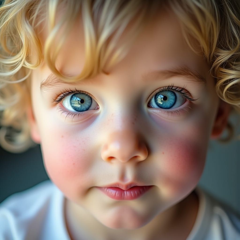 Radiant Blue-Eyed Child Gaze in Photorealistic Detail