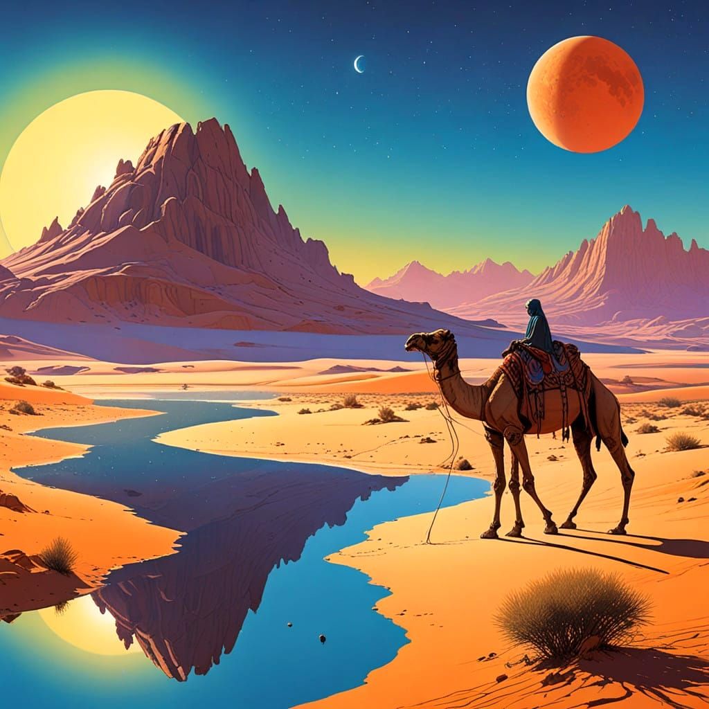 Surreal Desert Odyssey in Dreamlike Splendor