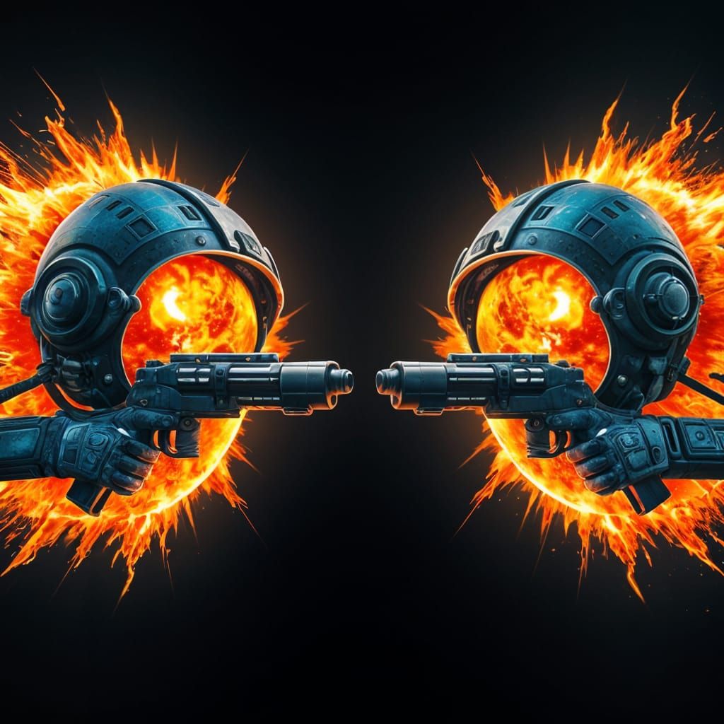 Space Duel in a Binary Star System