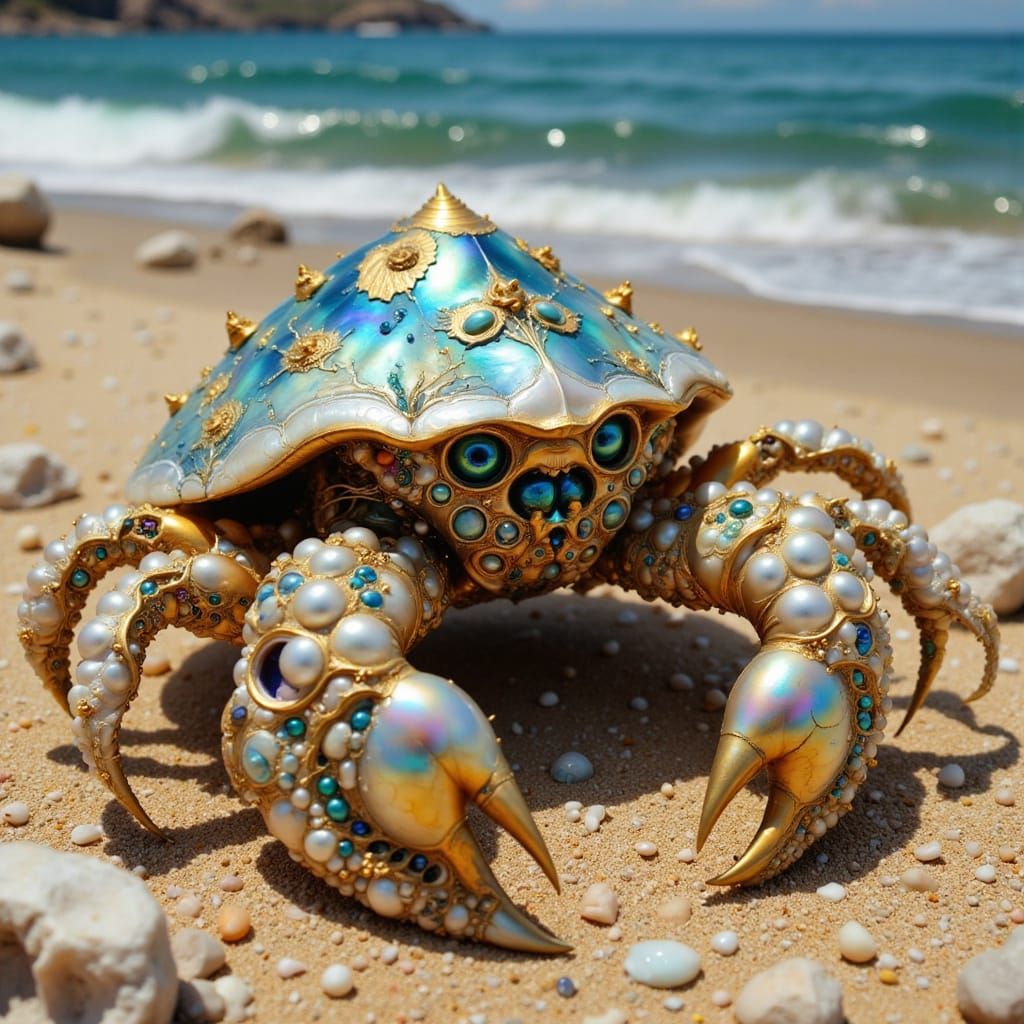 Luminous Pearl Hermit Crab in Hyperkraximalismus Style