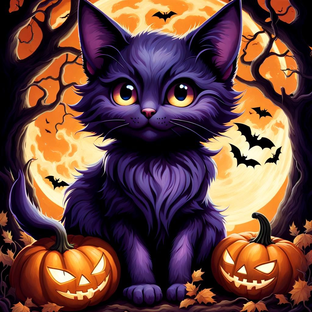 Iridescent Bat Kitties Halloween Gathering