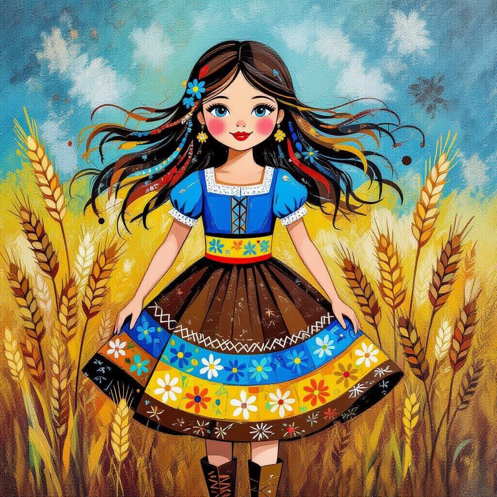 Hungarian Girl in Pollock Style