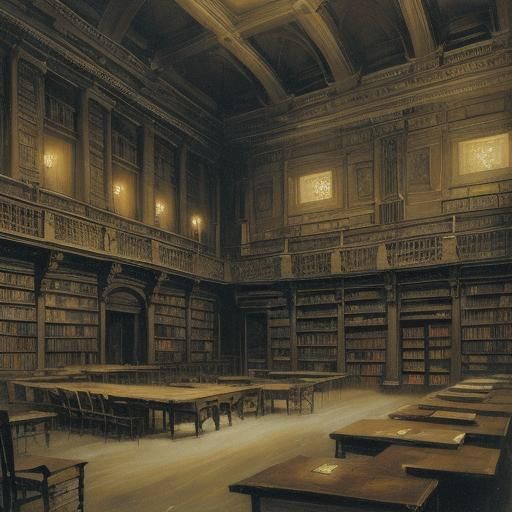 Vampire's Ancient Library: Expressionist Dreamscape