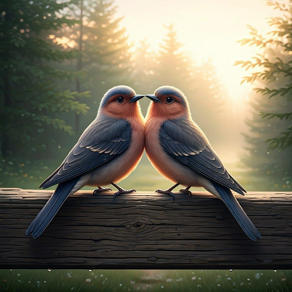 : A realistic image of only Two birds that captures the freq...