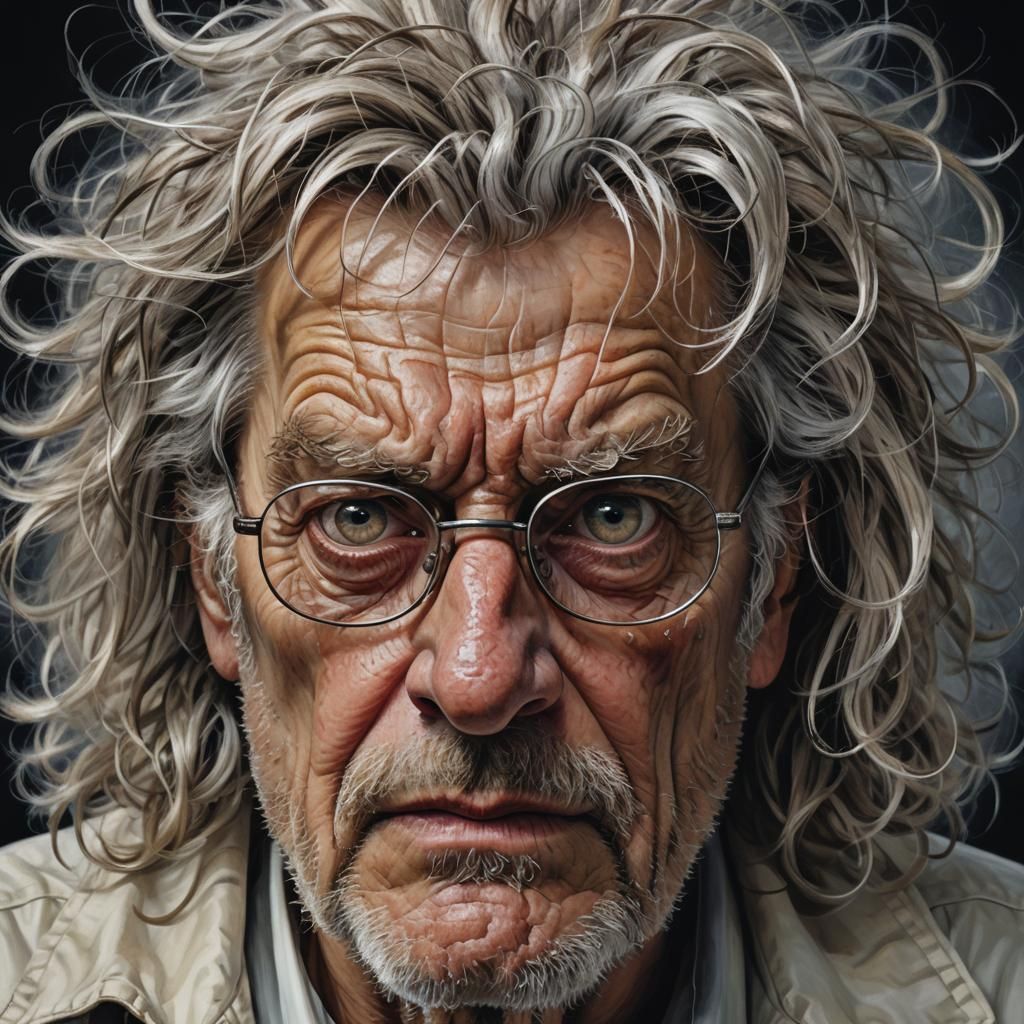 Hyperrealistic Portrait of an Elderly Man with Glasses