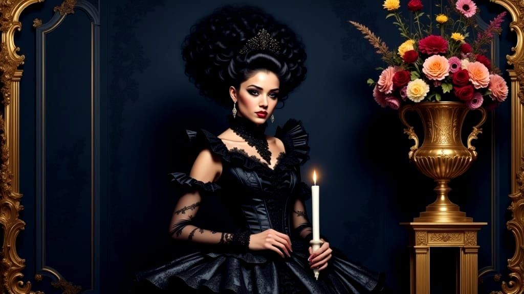 Portrait of a Young Woman in Rococo Style