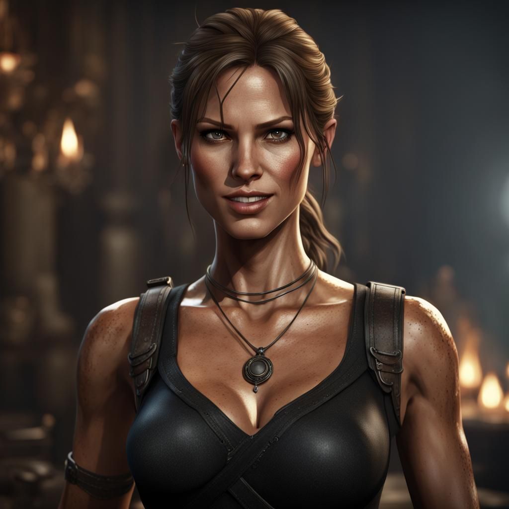 Lara Croft Smiling: Detailed Digital Painting