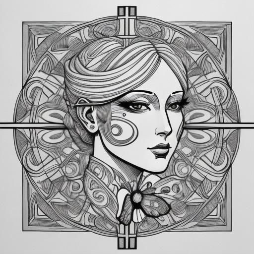 Woman's Face with Butterfly: Minimalist Line Art