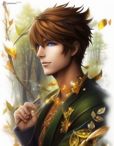Handsome Autumn Elf Exploring Forest, Fairycore Style
