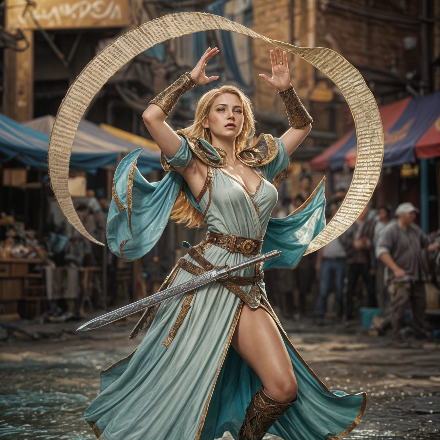 Dramatic Hyperrealistic Portrait with Colorful Splash Art