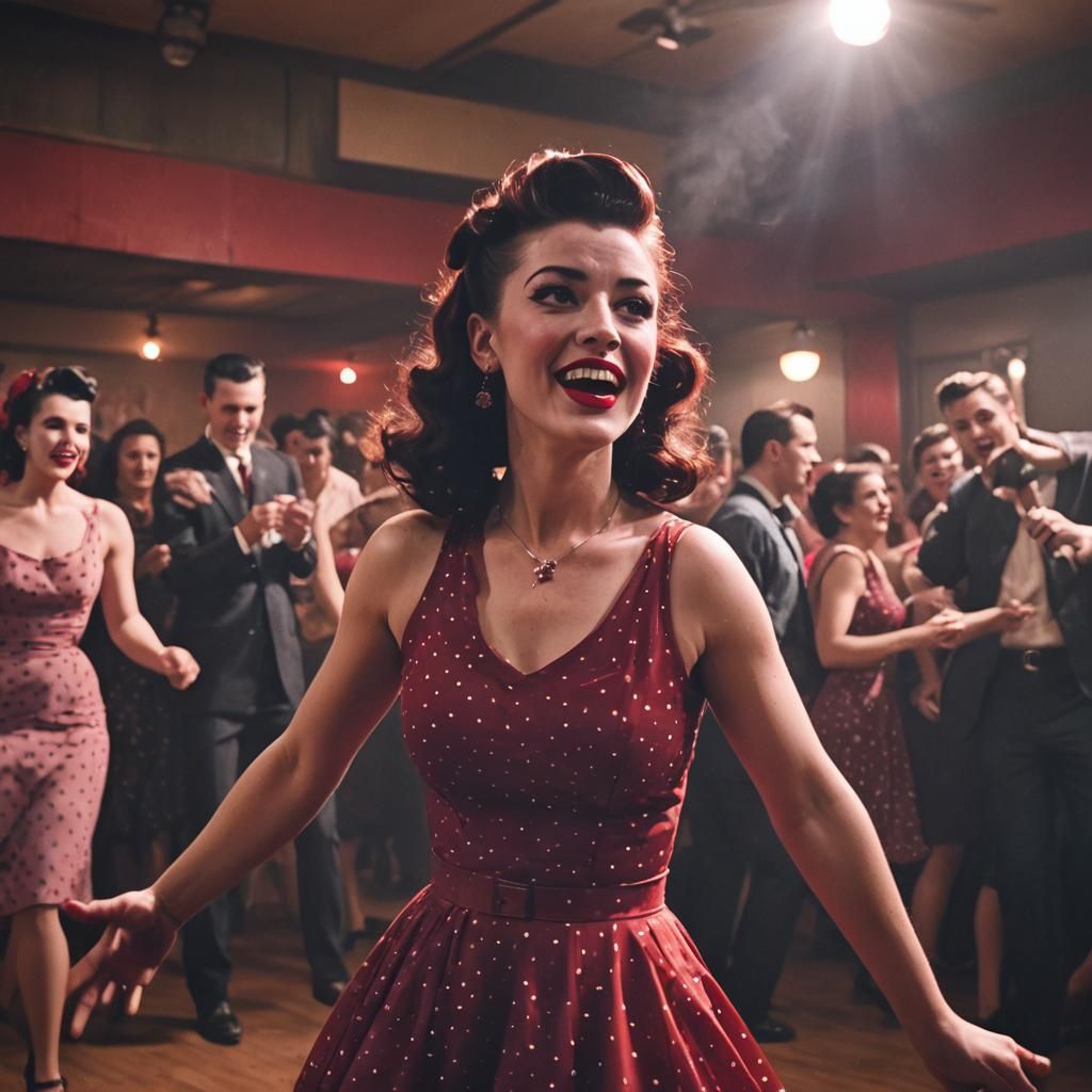 Rockabilly Dancer in Smoky Film Noir Style