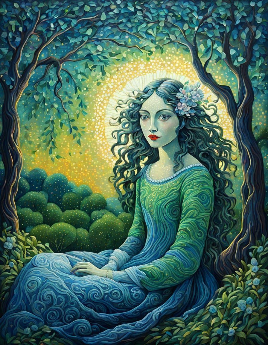 Enchanting 1920s Fairy Portrait in Whimsical Nighttime Garde...