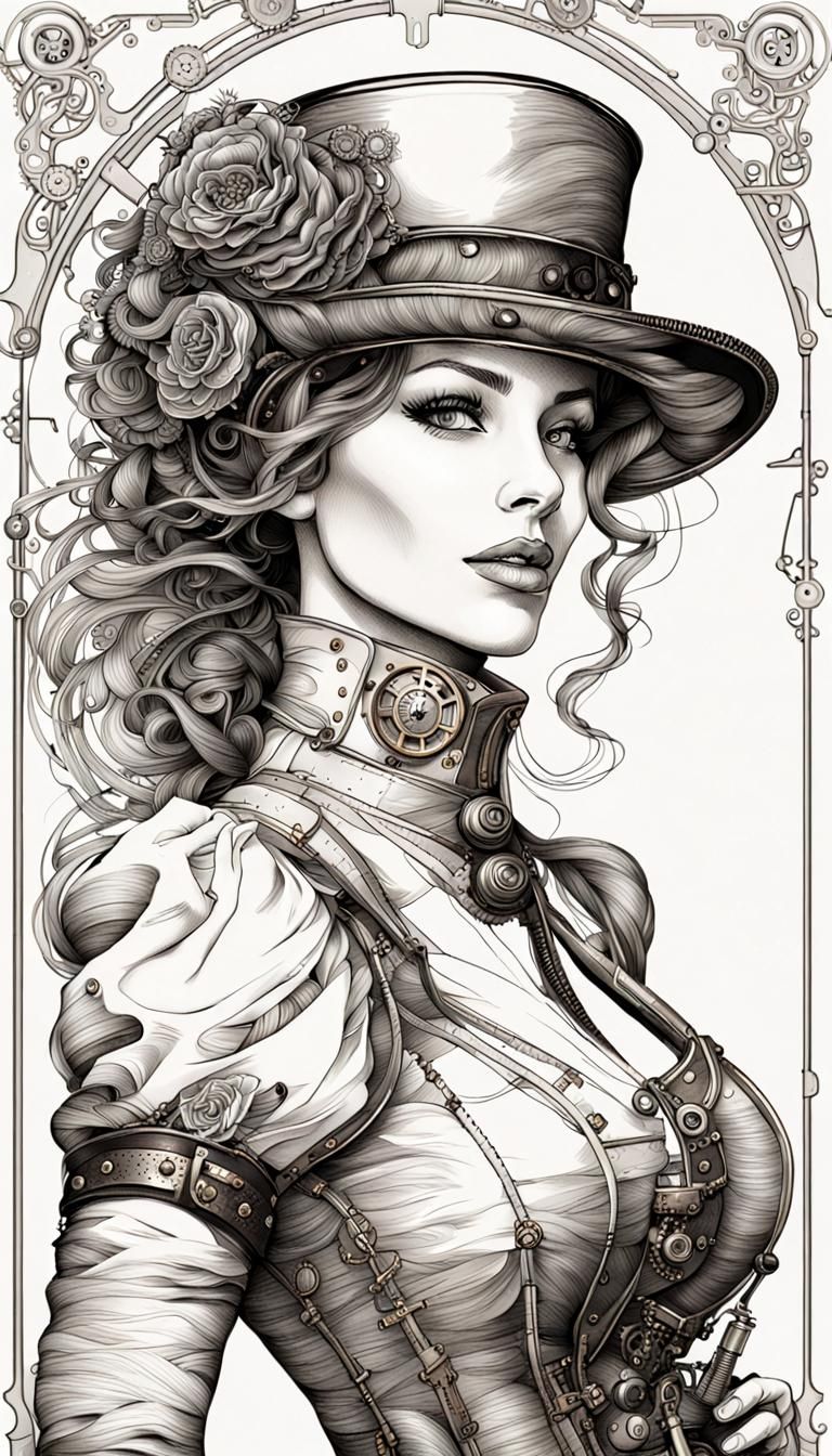 Steampunk Line Drawing
