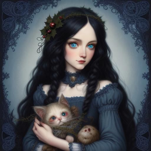 Quirky Gothic Christmas Character Illustration