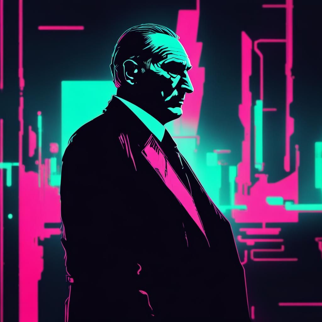 Cyberpunk Silhouette Portrait with Neon Accents