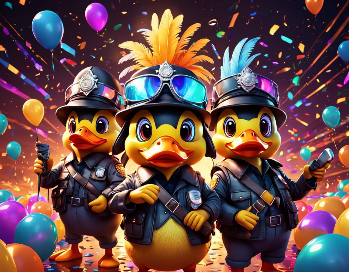 Vibrant Rubber Duck Party in a Colorful Setting