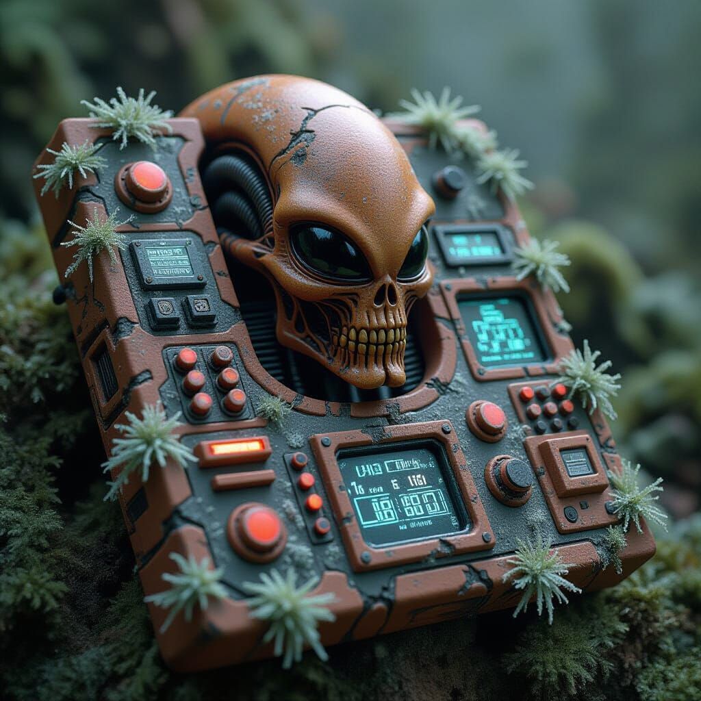 Alien Control Panel in Biomechanical Style