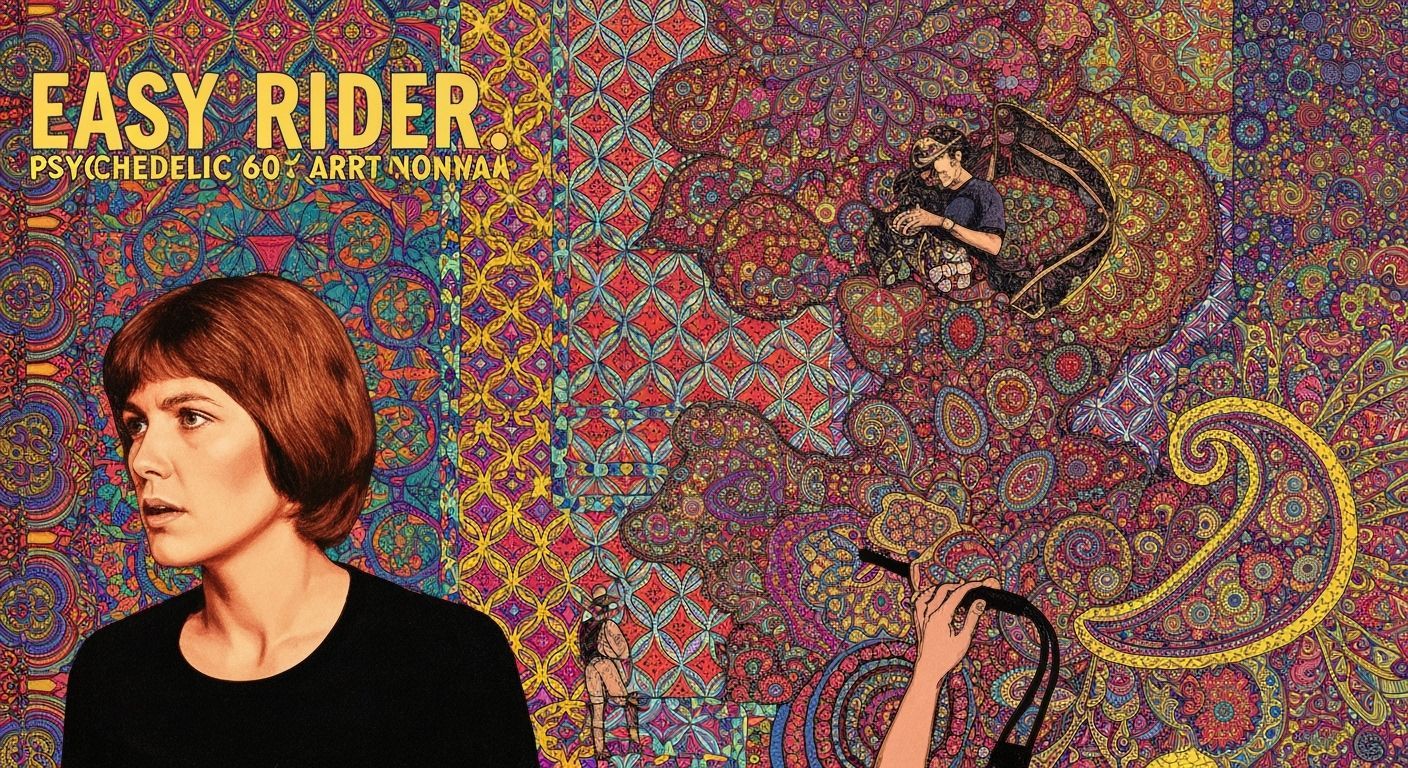 Psychedelic 60s Art Poster with Victorian and Pop Art Elemen...