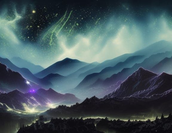 Starry Night in a Mountain Valley