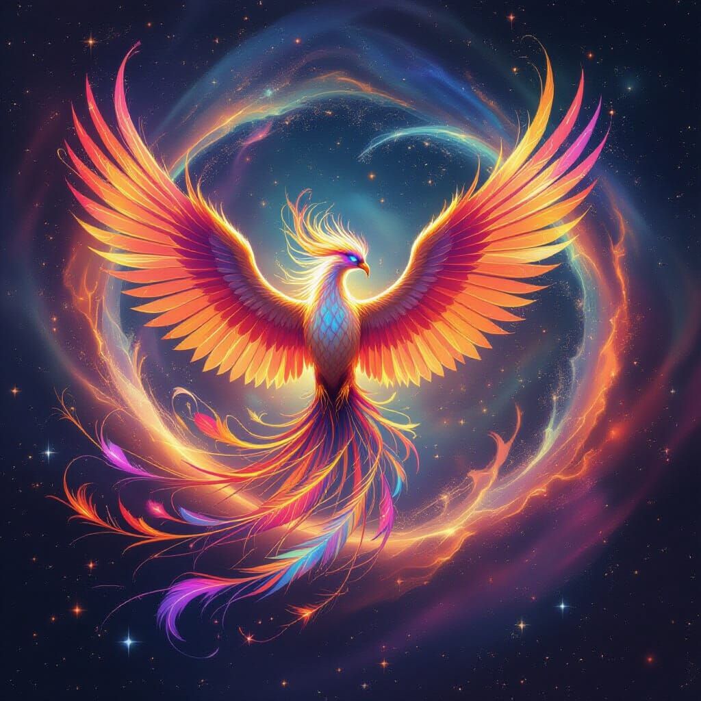 Celestial Phoenix Rising from Cosmic Dust