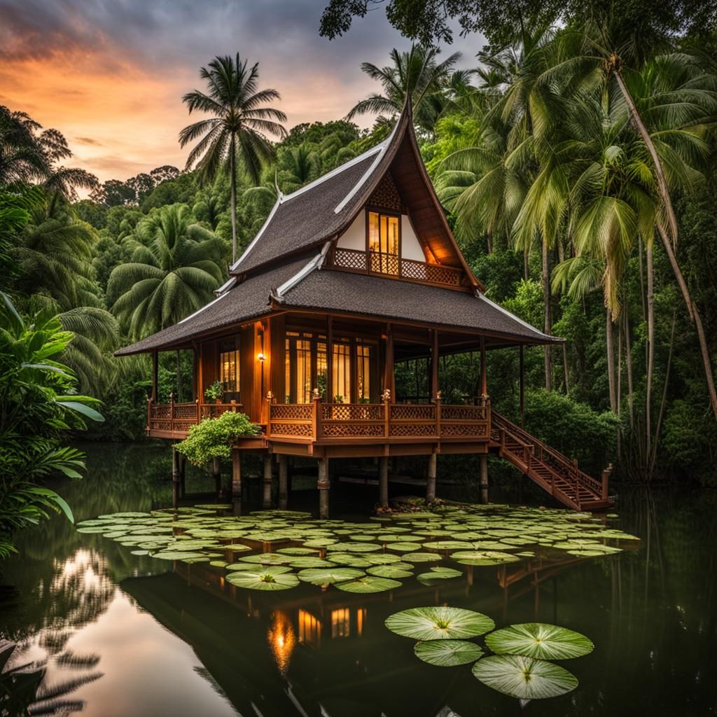 Picturesque Thai House by the Water's Edge