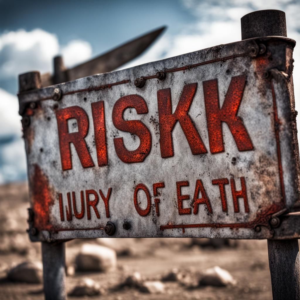 Hyperrealistic Fantasy Warning Sign: Risk of Death