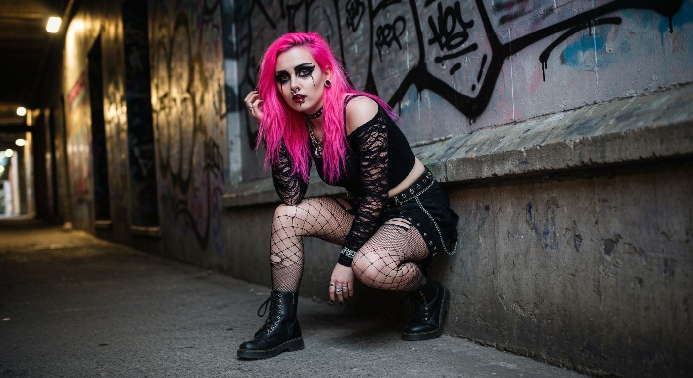 Punk Gyaru Girl with Vivid Pink Hair