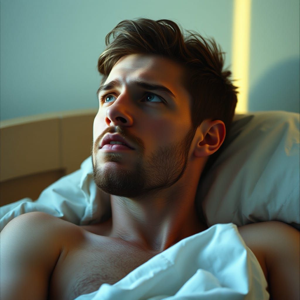 A Young Man Lost in Thought, Haunted by a Somber Dream