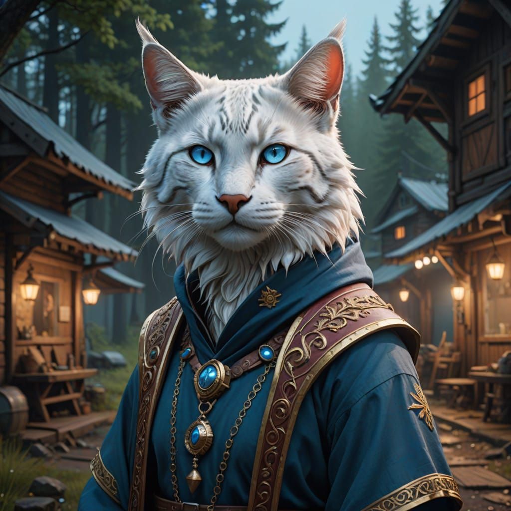 Serene Tabaxi Cleric Goddess in Ethereal Glow