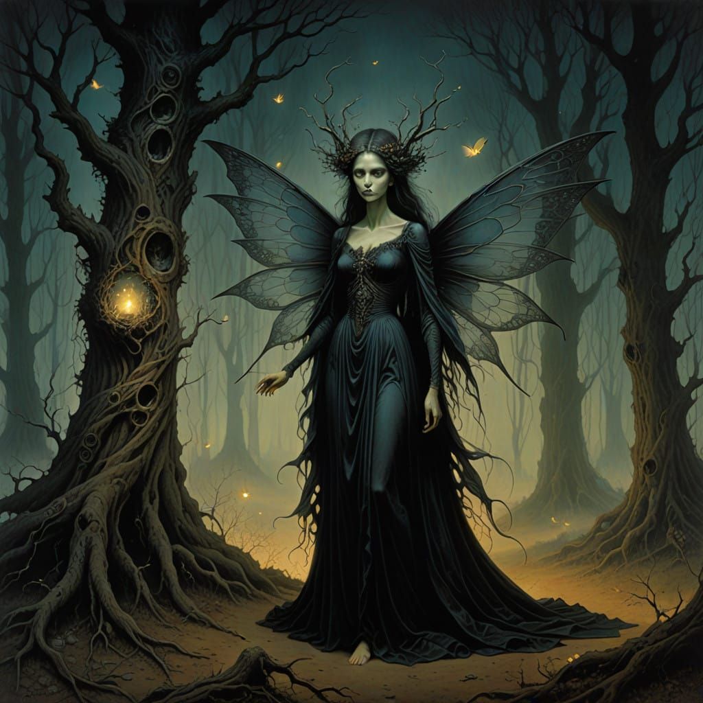 Mystical Fairy Reigns in Twisted Forest Realism