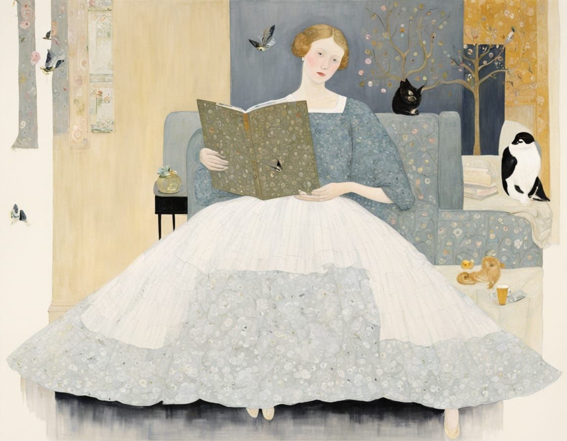 Abstract Gold Leaf Portrait in Klimt Style