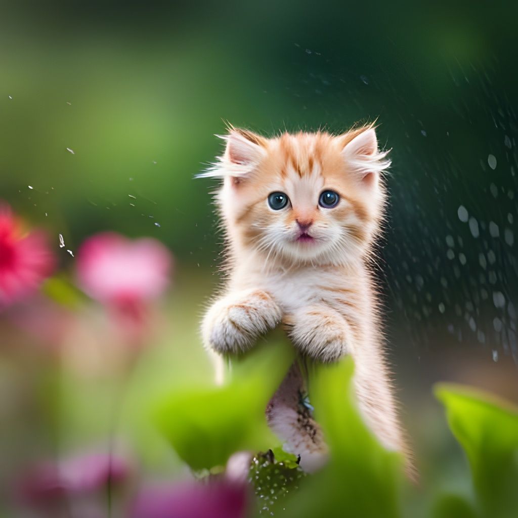 Kitten Enjoys Rainy Day: Professional Photography