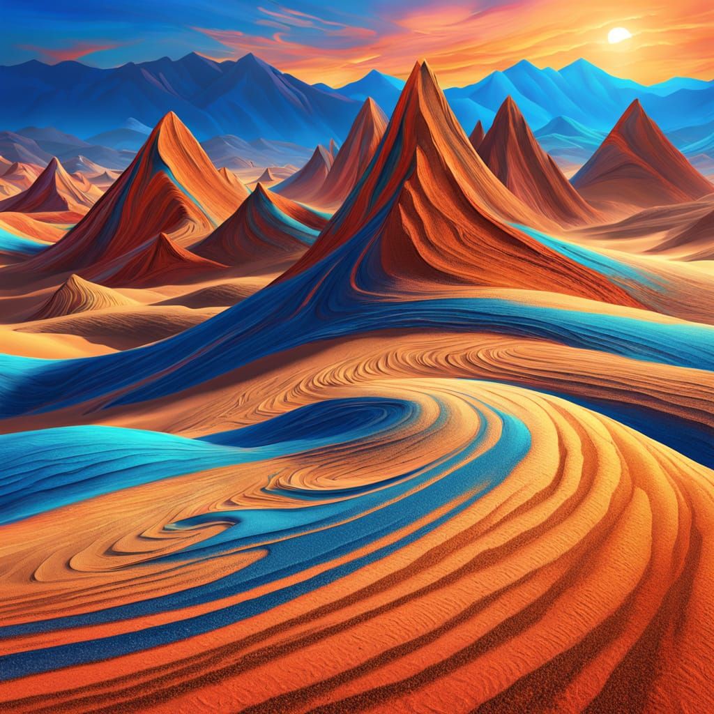 Vibrant Sand Mountain Landscape in Concept Art Style