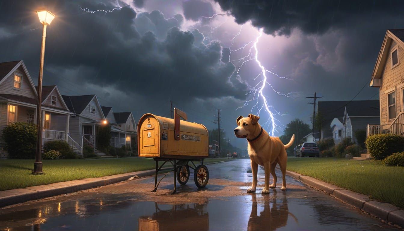Surreal Dog and Mailman Rescue Child in Storm