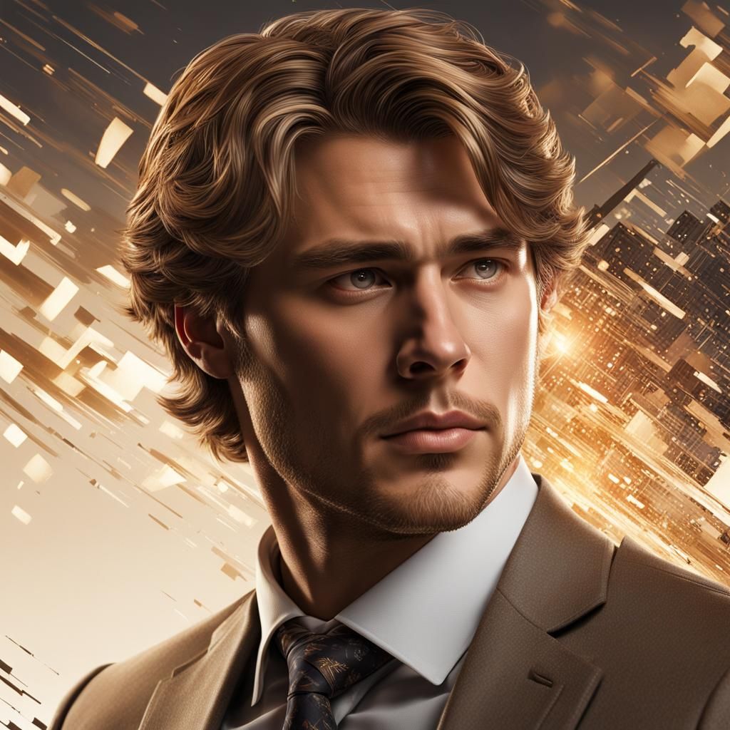 Detailed Portrait of Man in Suit: Hyperrealistic Matte Photo...