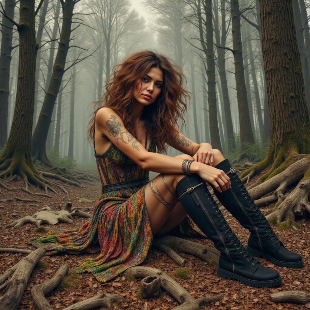 Whimsical Gypsy Fairy Shaman in Dreamcore Scene