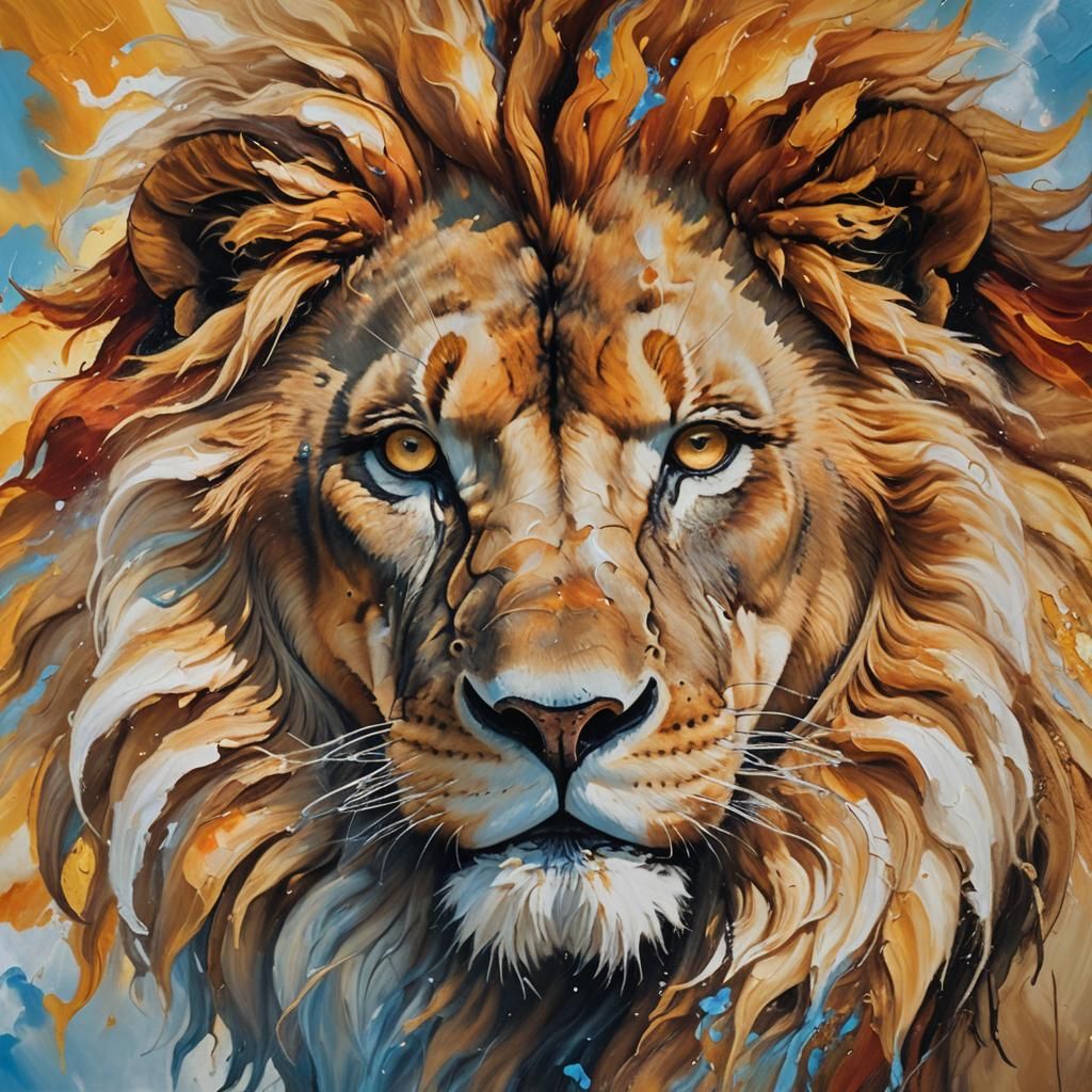 Cloud Lion Soaring, Oil Painting on Canvas