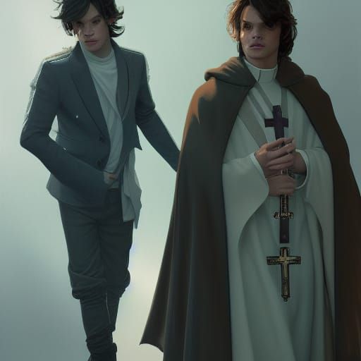 Catholic Priests in Hyperdetailed Concept Art