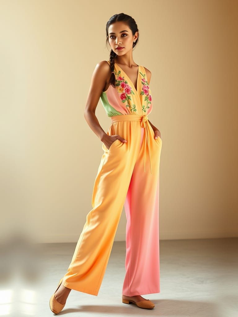 Vibrant Floral Jumpsuit in Soft Focus