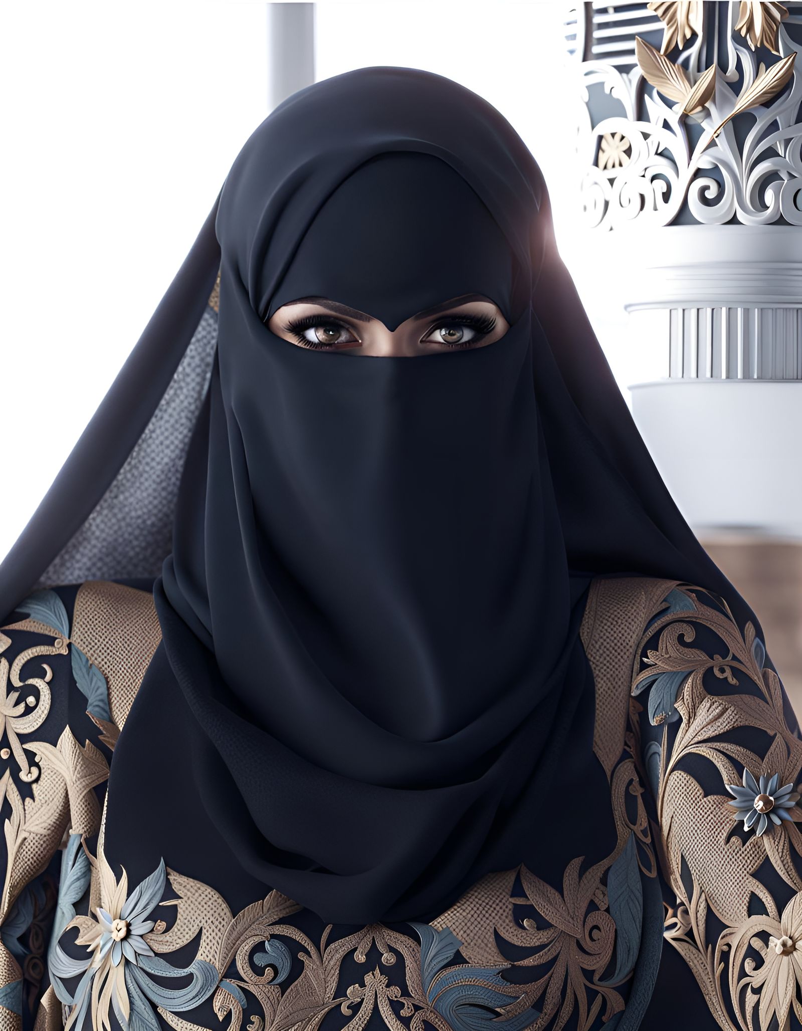 Niqabi Woman in New York, Digital Art